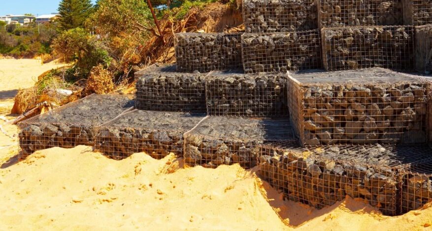 Gabion mattress used for erosion protection in water management